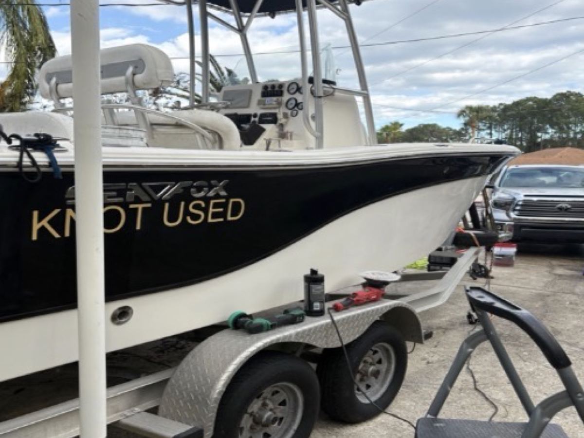 Sea Fox center-console boat named Knot Used on its trailer after a detail
